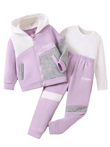 Vêtement pour enfant fille contre le froid avec veste doublée et pantalon