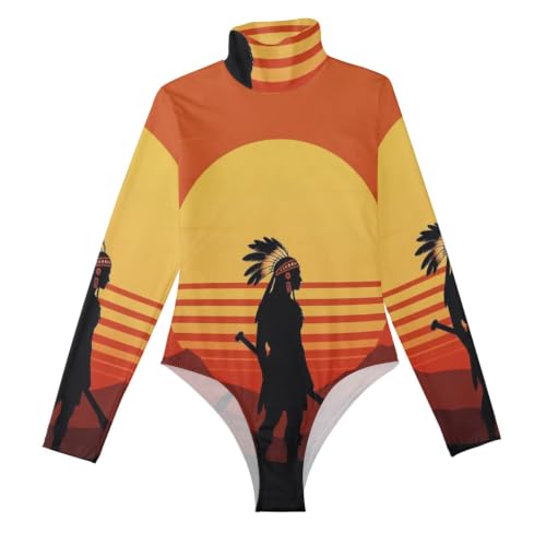 Camiseta de manga larga sexy para cenas y oficina overol ajustado tribus nativas americanas
