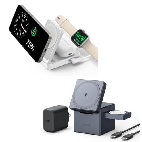 Anker MagGo 3-in-1 iPhone 16 Charging Station & Anker MagSafe Charger Stand, Wireless Charger, 3-in-1 Cube