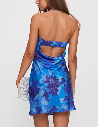 Image of Realtix Womens Satin Silk Backless Strapless Mini Dress Sexy Low Back Tube Club Party Dress for Women