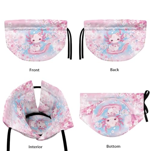 Image of Cute Axolotl Print Tea Pot Cover Cherry Blossom Print Tea Cozy Insulation Teapot Portability Drawstring Soft Teapot Case Washable Breakfast Pot Cove Personalized Design Gifts