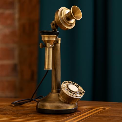 Teléfono de escritorio antiguo de latón estilo vintage miniatura 4