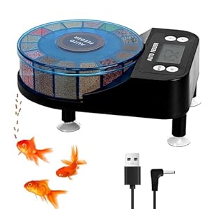 Automatische Fischzufuhr-Auto-Futterspender für Aquarium-wiederaufladbare Timer-Zufuhr von Fischfutter mit LCD-Anzeige, 15-Feed-Auto-Fischzufuhr mit feuchtigkeitsfestem Design