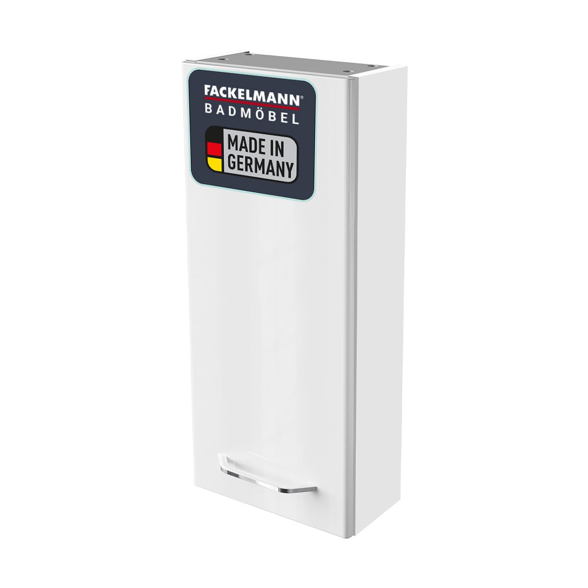 FACKELMANN Milano Hängeschrank mit Tür – Badezimmerschrank hängend mit 2 Einlegeböden fürs Badezimmer (30 cm x 68 cm x 15,4 cm) – Wandschrank in Weiß