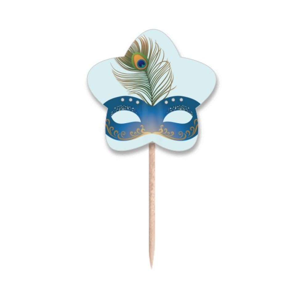 Cure-dents plume bleue Happy Carnival of Venise accessoire de fête et cadeau d'invité