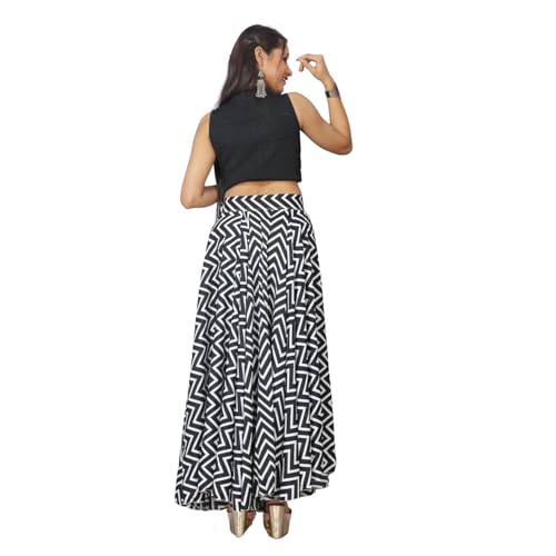 Image of JYESHTA Women's American Crepe Flared A Line Stitched Long Skirt with 12 Mtr Flare 40 in Height | Skirts for Women Long Length | Long Skirts for Girls