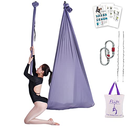 Image of F.Life Aerial Silk Yoga Hammock & Swing for yoga Inversion,Strength training,starter hardware kit