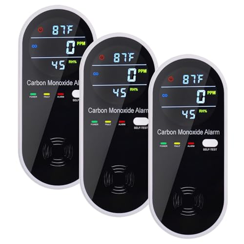 3-in-1 Carbon Monoxide Detectors, Portable Carbon Monoxide Detector for Travel with Temperature & Humidity Display, Carbon Monoxide Detector Plug in Wall for Home/RV, Accurate & Easy to Install 3