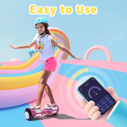 Image of SIMATE 6.5 inch Bluetooth Scooter, LED Lights & APP & Music Speaker, Long Battery Life, Gifts for Kids & Adults & Girls & Boys, for All Ages
