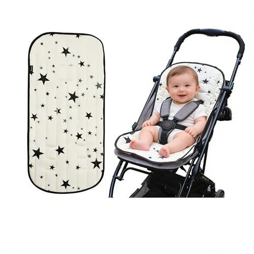 Universal Stroller Seat Cushion Reversible Baby Stroller Seat Liner Soft Breathable Newborn Toddler Car Seat Insert Mat Thick Cotton Seat Cover Infant...