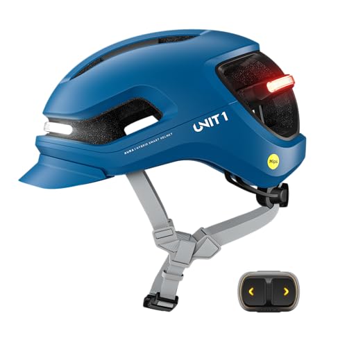 Image of UNIT 1 Aura Smart Bike Helmet (Medium, Maverick) with MIPS, LED Front & Rear Lights, Turn Signals & Remote, NTA-8776 E-Bike Certified
