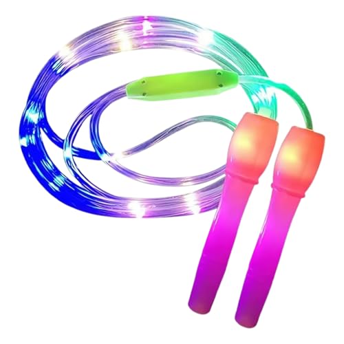 Cuerda de saltar, recargable, con iluminación, 99 pulgadas, ajustable, multicolor, con asas antideslizantes, cuerda de saltar ligera para el hogar, escuela, gimnasio, deportes, ejercicio