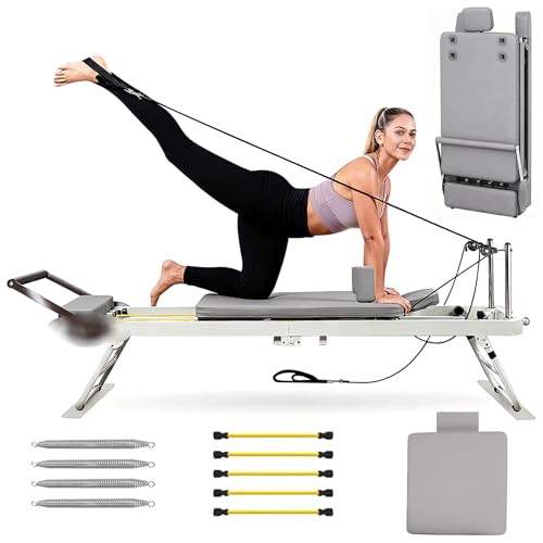 Appareil De Pilates Reformer Pliable GRDSGRD – 5 Niveaux De Résistance, Cadre Acier, Roues Intégrées, Idéal Pour Domicile Et Gymnase