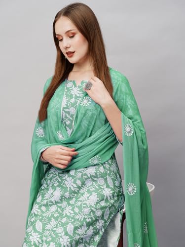 Image of ANNI DESIGNER Women Cotton Blend Kurta With Pant & Dupatta