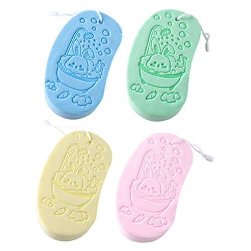 DEARMAMY 4 Piezas esponja de baño depurador natural portátil bañera limpieza esponja baño suministro de baño pincel de la tapa de la cuna cepillos de baño para bebés suministro de bebé
