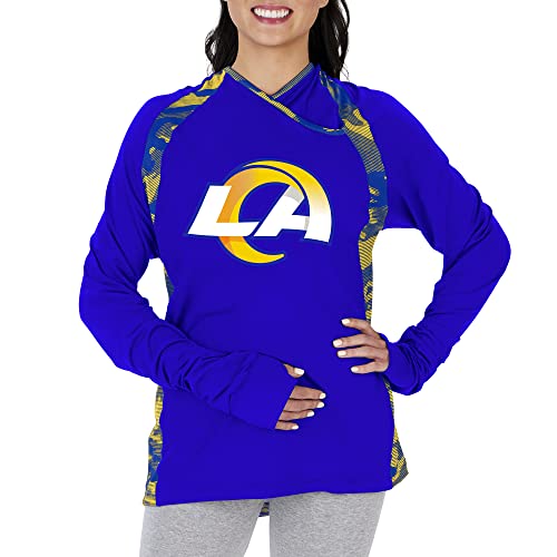 Zubaz Officially Licensed Women's NFL Elevated Lw Hood W/Black/Gray Camo Lines, Los Angeles Rams, Size Large