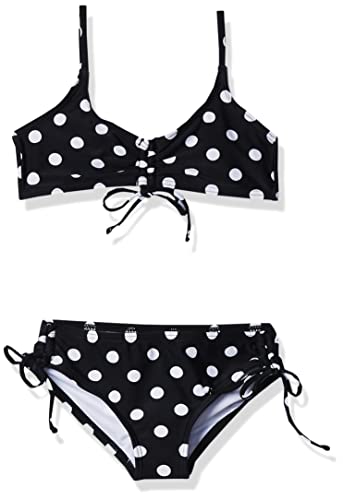 Kanu Surf Girls' Willow V-Neck Bikini Beach Sport 2-Piece Swimsuits, Dots Black, 12
