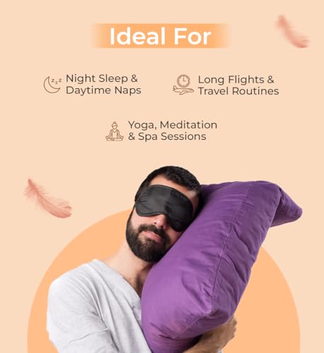 Image of Pack-2 Eye Mask | Soft & Breathable Sleep Mask for Women & Men | Light Blocking | Reusable & Comfortable Eye Cover for Travel, Yoga, Relaxation & Deep Sleep - Eco-Friendly Pouch (Black)