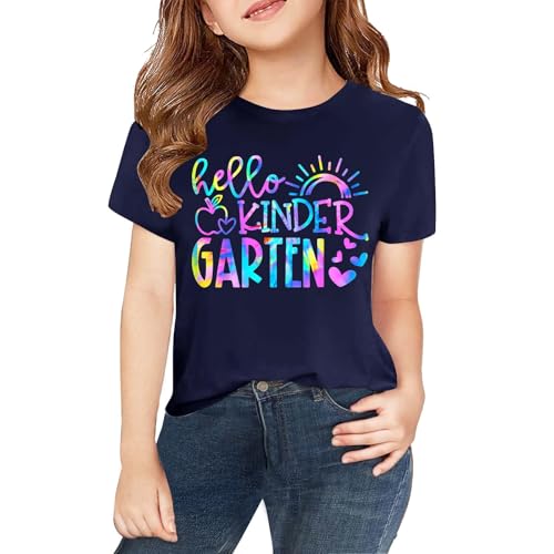 Back to School Shirts Kindergarten Graphic Short Sleeve Boys Girls First Day of Preschool Crew Neck Loose Tee Tops