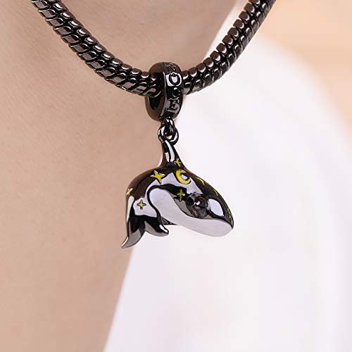 GNOCE Star Killer Whale Charm Pendant Sterling Silver Black Whale Animals Charms Bead Fit Bracelet/Necklace Jewelry Gift for Women Men - Image 3