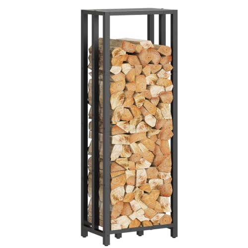 MAHANCRIS Log Store Indoor Log Storage Metal Firewood Rack Log Holders for Fireplace Wood Storage for Indoors and Outdoors Black AFKBK3201