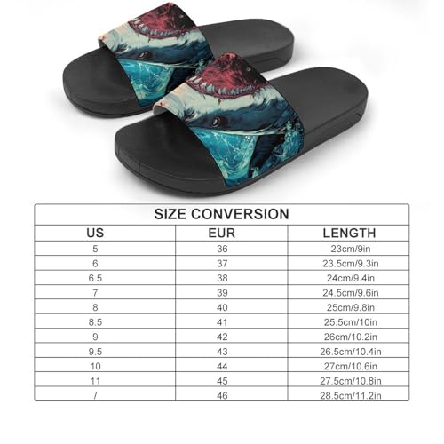 Abyss Shark Waves Ocean Men's Bathroom Slippers Shower Indoor Home Beach Outdoor Shoes for Women2