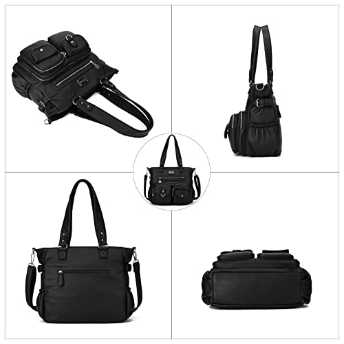 Image of KL928 Large Purses for Women Shoulder Bag Tote Handbags Stylish Vegan Leather Hobo Bags Ladies, A-Black-4 | Large