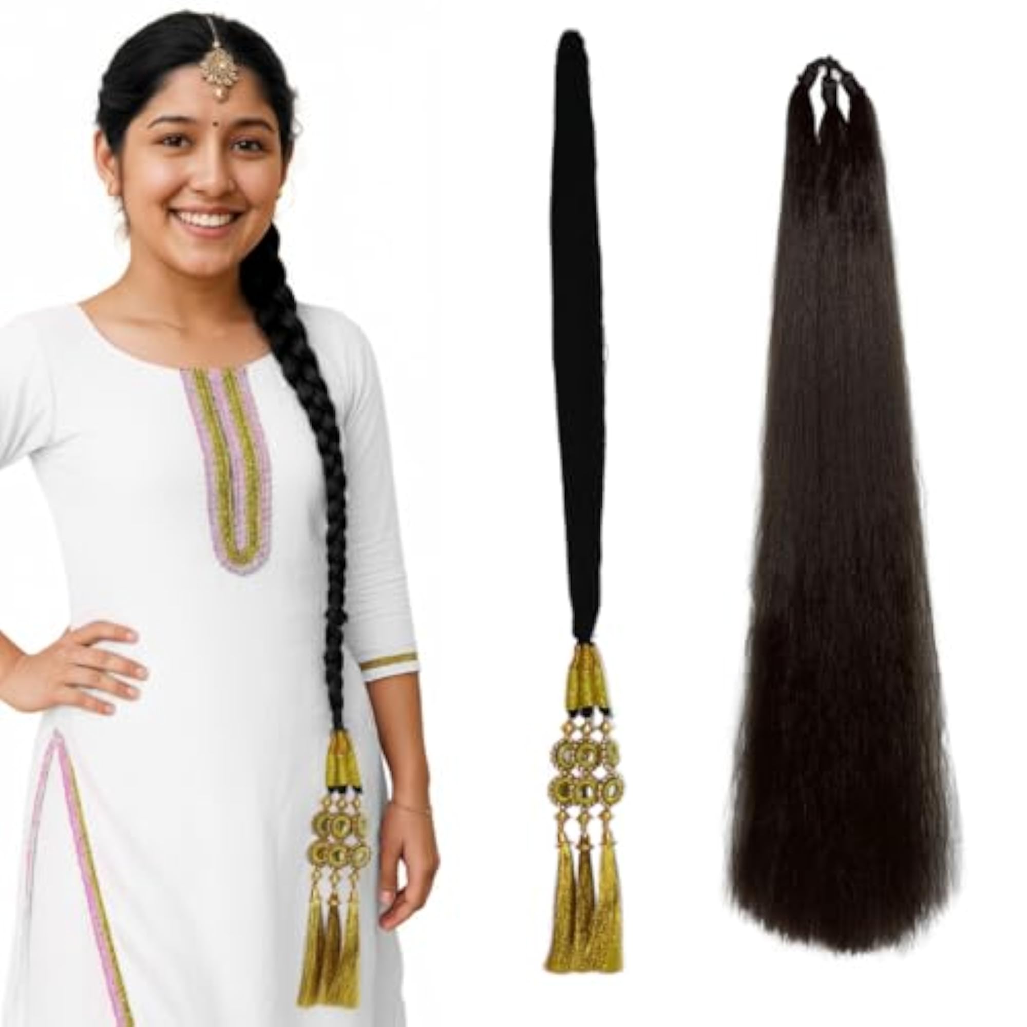 Women's Artificial Hair Extension Choti with Parandi, Traditional Braid