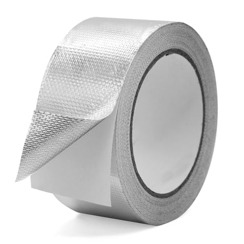 WYYFXY® Aluminiumband Klebeband, Aluminium Klebeband Hitzebeständig Glasfaser Alufolie Selbstklebend Hochtemperatur Wasserdichtes für Pipelines und Auto Verwendung 5cm × 20m (1 Stück)