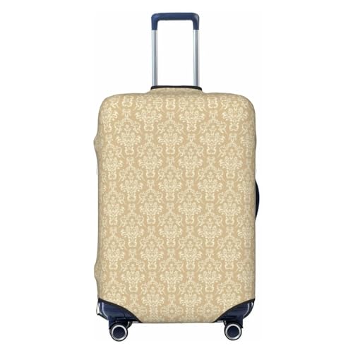 Travel Luggage Cover Protector - Damask Beige Tan Brown Washable Suitcase Covers For 18-32 Inch Luggage