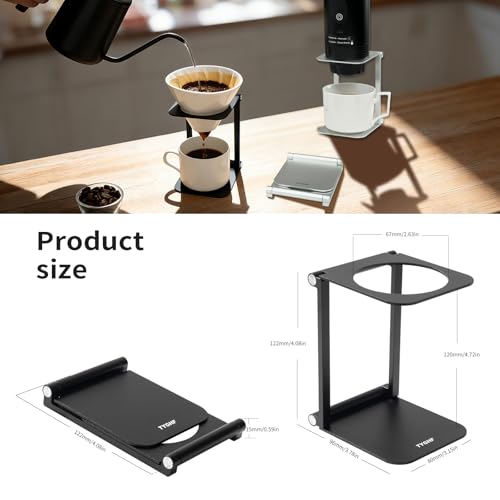 Image of Pour Over Coffee Maker Stand,Foldable Portable Electric Espresso Machine Stand for outin,Holder for Coffee Grinder,Universal Dripper,V60 Dripper,Travel Coffee Maker, Press Square&Black