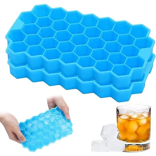 Pack of 2 Ice Cube Trays for Freezer with Lid, Silicone Ice Cube Tray with 37 Grids and Lid for Small Ice Cube Trays, Easy Removable Ice Tray in Organiser Containers, Cocktail Bar-image-43