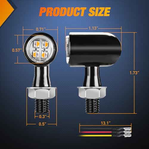 Image of Nilight Motorcycle Rear LED Turn Signals Brake Tail Light Red Yellow Beam Mini Size Blinkers Compatible with Harley Honda Kawasaki Suzuki Triumph Yamaha Cruiser