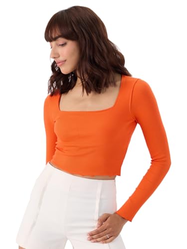Image of The Souled Store Women's & Girl's Cotton Blend Solid Slim Fit Tees