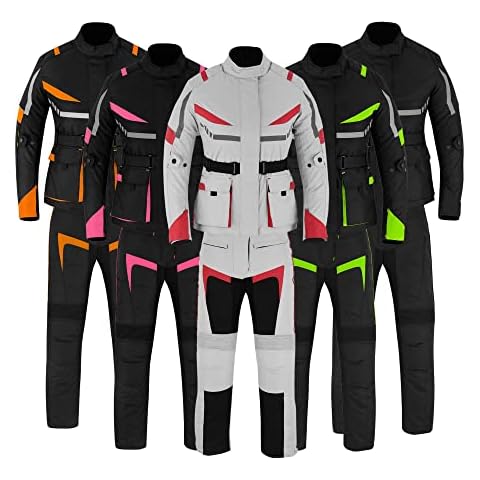SUPER BIKERS Womens Motorcycle Suit Waterproof Cordura Jacket Trouser Set Motorbike 2 Piece Suit Ladies Removable Armored (as8, alpha, x_l, regular, regular, Green) Cover