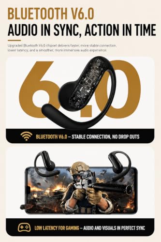 Image of D300 OWS Open Ear Wireless Earbuds with BT v6.0, ENC Mic for Calling, 50hr Playtime with Type C Fast Charging, Low Latency Gaming, Ideal for Running, Cycling and Gym, Dust & Waterproof. Black
