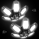 Fimilo Garage Light with Motion Sensor 2 Pack 150W Indoor Motion Activated Garage Lights with 6 Deformable 120° LED Panels 15000LM Super Bright LED Motion Sensor Light for Workshop Basement