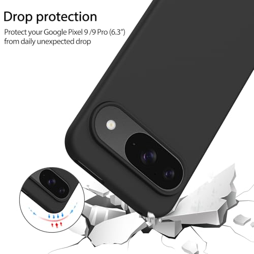 Image of Tobfit Back Cover Case Compatible with Google Pixel 9 /9 Pro, Case Cover Rugged Flexible Durable Anti-Slip Silicone Protection Shockproof Google Pixel 9 /9 Pro Back Cover (Black)