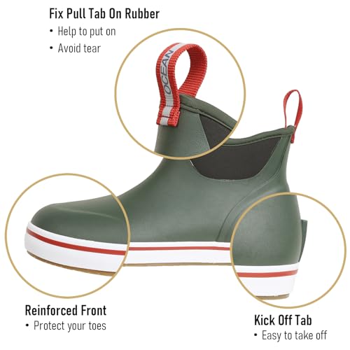 OceanBoard Boys Rain Boots, Waterproof Boots for Men & Women, Rubber Deck Boots for Fishing Gardening, Ankle Rain Shoes, Muck Boots for Men4