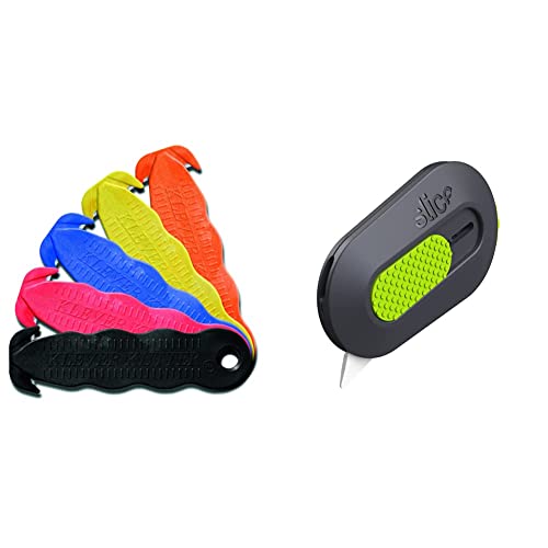 Klever Innovations Cutter Stainless Steel Package Opener & Slice 10514 Mini Box Cutter, Package & Box Opener, Safe Ceramic Blade Retracts Automatically, Stays Sharp Up to 11x Longer