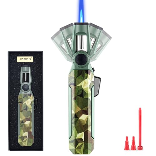 DOUBFIVSY Cannello da Cucina 100° Girevole Bruciatore a Gas Butano Regolabile con Blocco di Sicurezza, Fiamma Ossidrica Portatile per Creme Brulee, Barbecue e Cottura(Butano Non Incluso) (Camuflaggio)
