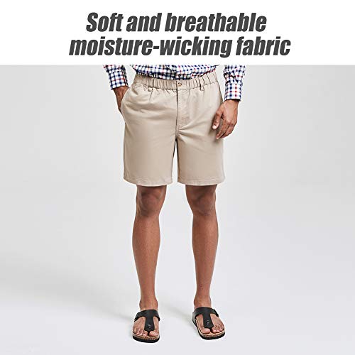 Maamgic Men'S Classic-Fit 7 Inch Cotton Casual Shorts Elastic Waistband With Multi-Pocket Daily Wear Walking Summer Outfit Khaki thumb #1