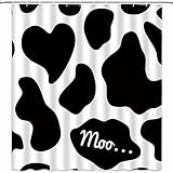 Cow Print Shower Curtain Black White Creative Milk Cow Pattern Funny Farm Animal Skin Pink Classic F
