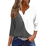 WDCHAOYUE LONGBLUSE DAMEN,T SHIRTS MÄDCHEN HENLEY AUSSCHNITT WORK BAUMWOLLE 3/4 ARM MIT BLUMENMUSTER LEGERER LOCKE BLUSENTOP DAMENE HERBST ÜBERGRÖSSE KNOPFLEISTE WEICH
