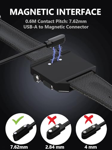 MJXYXCDH 5W 5V Cargador Magnético Smartwatch para Reloj Inteligente Smart Glasses Fitness Tracker Cable USB Cable de Carga Accesorios Cargador (2 Pines 7,62mm) - imagen 7