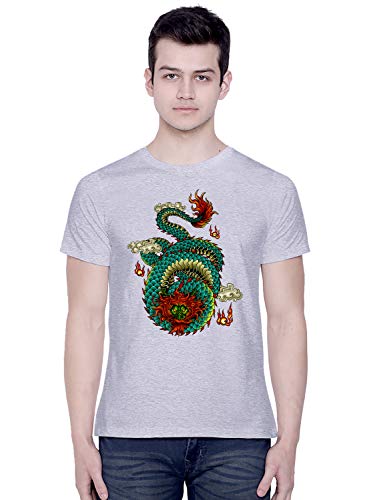 Image of CreativiT Graphic Printed T-Shirt for Unisex Dragon Tshirt | Casual Half Sleeve Round Neck T-Shirt | 100% Cotton | D00207-32