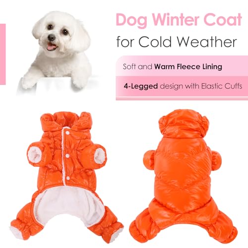 AOFITEE Hundemantel, warme Hundejacke, Ganzkörper-Wintermantel, Schneeanzug für Hunde, wasserdichte Welpenpufferjacke, Schneemäntel mit Beinen, Haustier-Fleeceweste, Kaltwettermäntel für kleine Hunde