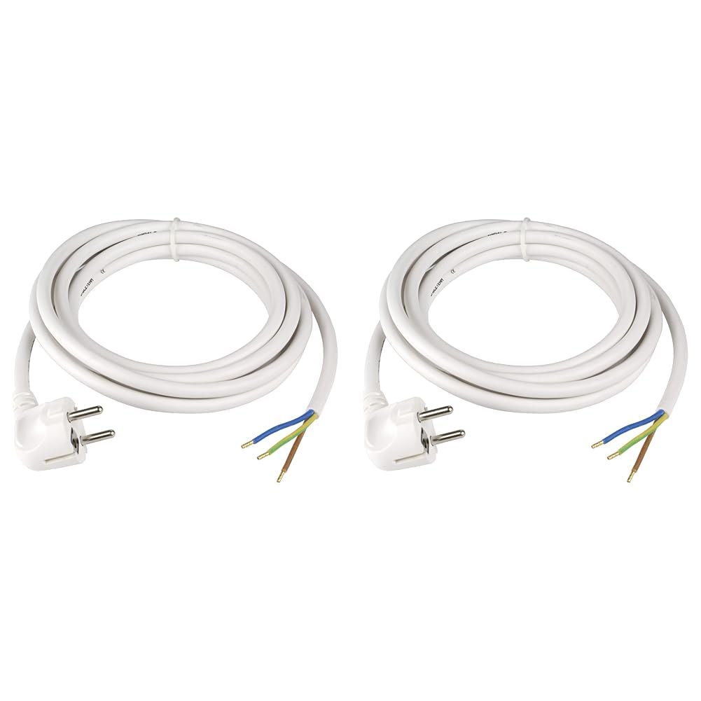 REV Zuleitung Stromkabel mit Stecker, 3m, 3680W, 230 V, weiß (Packung mit 2)