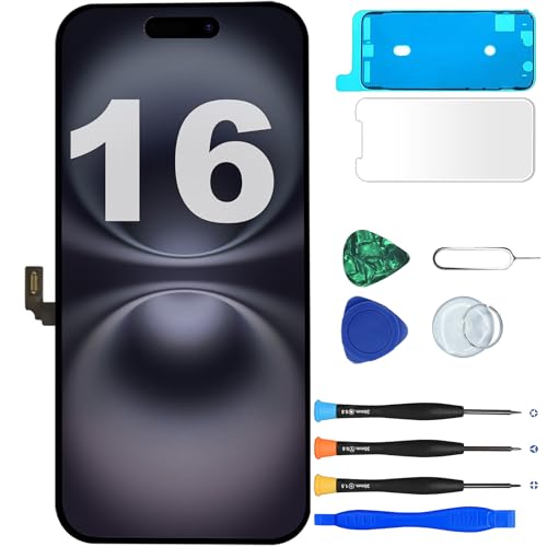 Image of MP+ LCD for iPhone 16 Screen Replacement Repair Kit | Display Digitizer Assembly with Face ID Support, Haptic Touch, Repair Tools and Waterproof Adhesive