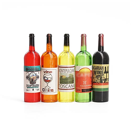 Odoria Miniature 1/6 Bouteille de Vin 5Pcs Accessoire Maison de Poupée Cover